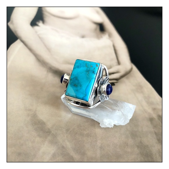 Healing Stones And Crystals Jewelry - Sterling Silver Sleeping Beauty & Lapis Ring